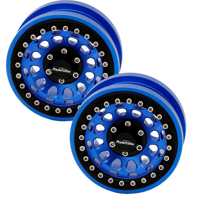 Powerhobby PHSCX601-Blue x2 Blue Aluminum 2.9" Beadlock Wheels for SCX6 Set of 4