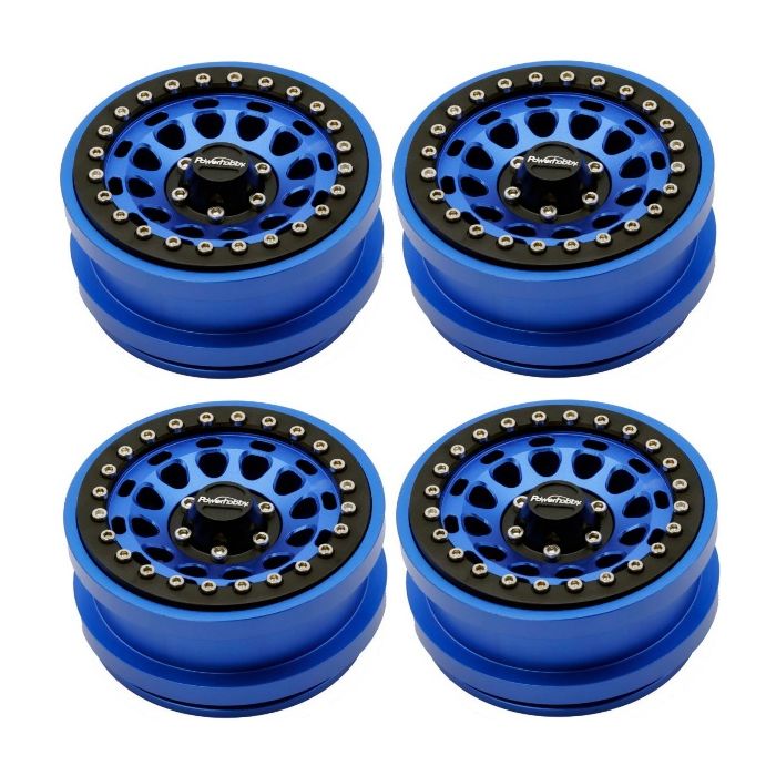 Powerhobby PHSCX601-Blue x2 Blue Aluminum 2.9" Beadlock Wheels for SCX6 Set of 4