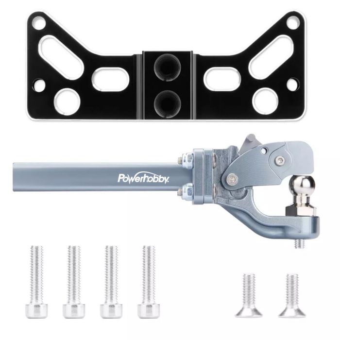 Powerhobby PHSCX621-Silver Aluminum Tow Hook Trailer Hitch for SCX6