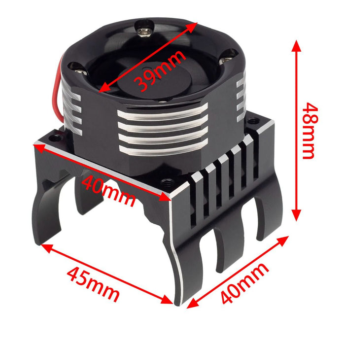 Powerhobby PHT1299 Black Aluminum High Speed Cooling Fan with Heatsink and LEDs for 1/8 Motors