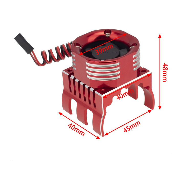 Powerhobby PHT1299 Red Aluminum High Speed Cooling Fan with Heatsink and LEDs for 1/8 Motors