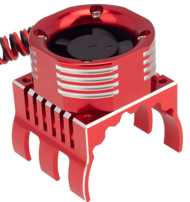 Powerhobby PHT1299 Red Aluminum High Speed Cooling Fan with Heatsink and LEDs for 1/8 Motors
