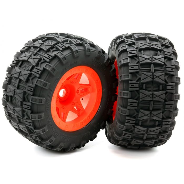 Powerhobby PHT2372-O 1/8 Raptor 3.8" Belted Tires on Orange 17mm Hex Wheels