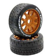 Powerhobby PHT2401-MC 1/8 Beast Belted (Medium Compound) Tires on Brown 17mm Hex Wheels