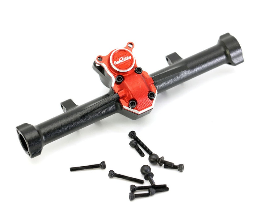 Powerhobby SCX2403 Black Rear Aluminum Axle Housing with Red Diff Cover for SCX24