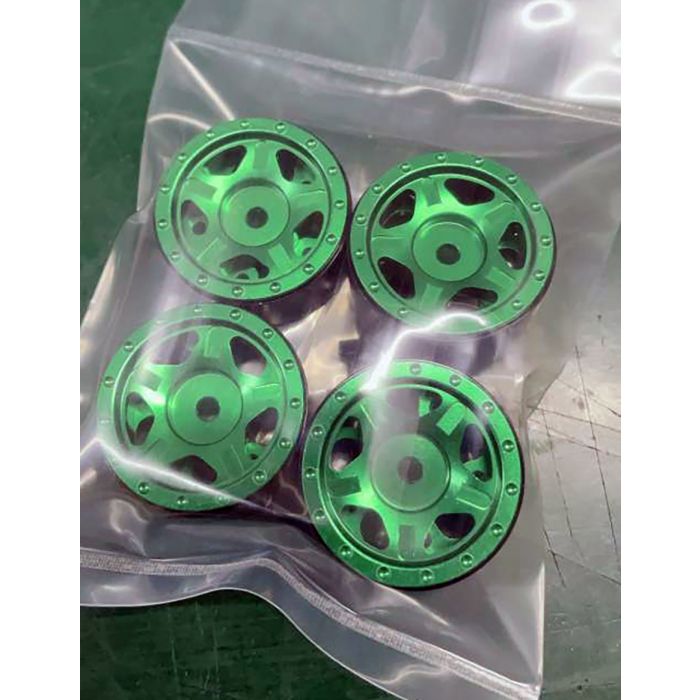 Powerhobby SCX2409 Green Aluminum Beadlock Wheels for SCX24 4 Pack