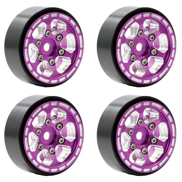 Powerhobby SCX24111 Purple Z1 Aluminum 1.0" Rock Crawler Wheels with 4 Pack