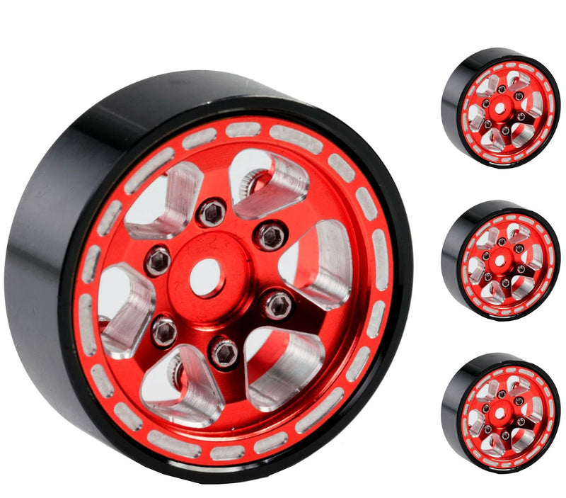 Powerhobby SCX24111 Red Z1 Aluminum 1.0" Rock Crawler Wheels with 4 Pack