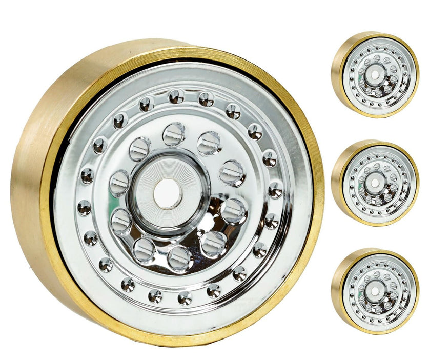 Powerhobby SCX24112 Chrome Z4 Aluminum 1.0" Rock Crawler Wheels with Brass Rings 4 Pack