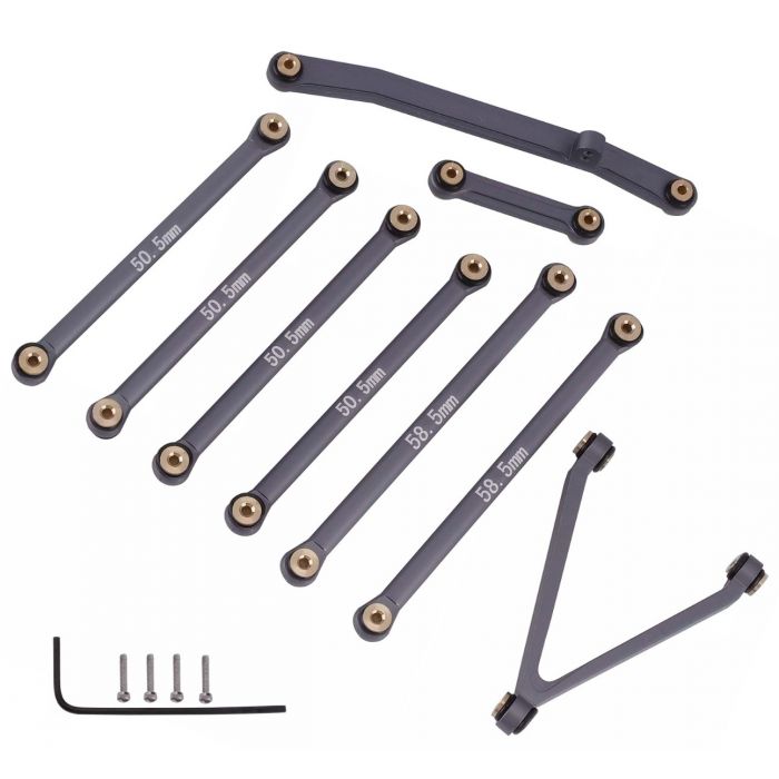 Powerhobby SCX24115 Gray Aluminum 133.7mm Link Set for SCX24 C10 Chevy or JLU