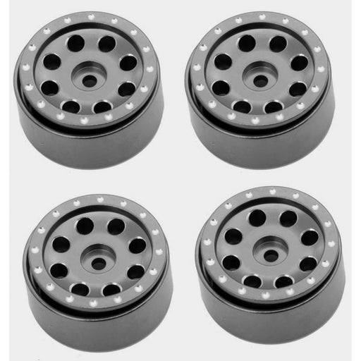 Powerhobby SCX24116 Grey 8 Hole Aluminum 1.0" Rock Crawler Beadlock Wheels 4 Pack