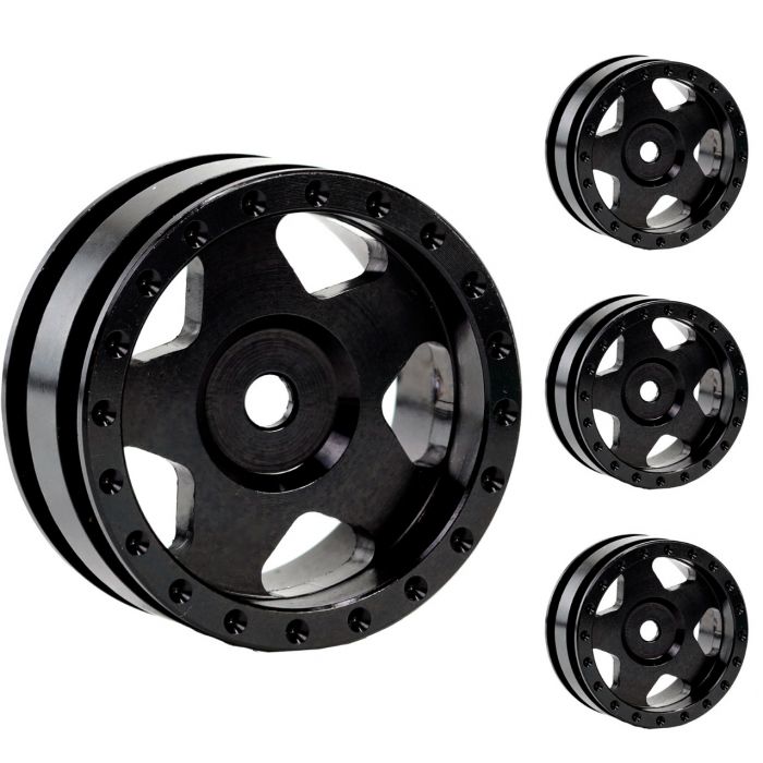 Powerhobby SCX24134 Z9 Aluminum 1.0" Rock Crawler Beadlock Wheels 4 Pack - Black
