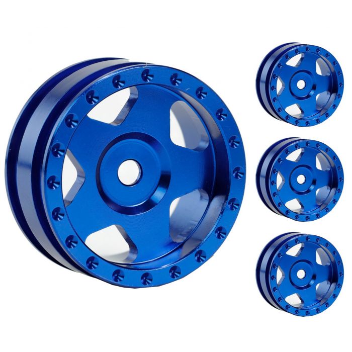 Powerhobby SCX24134 Z9 Aluminum 1.0" Rock Crawler Beadlock Wheels 4 Pack - Blue