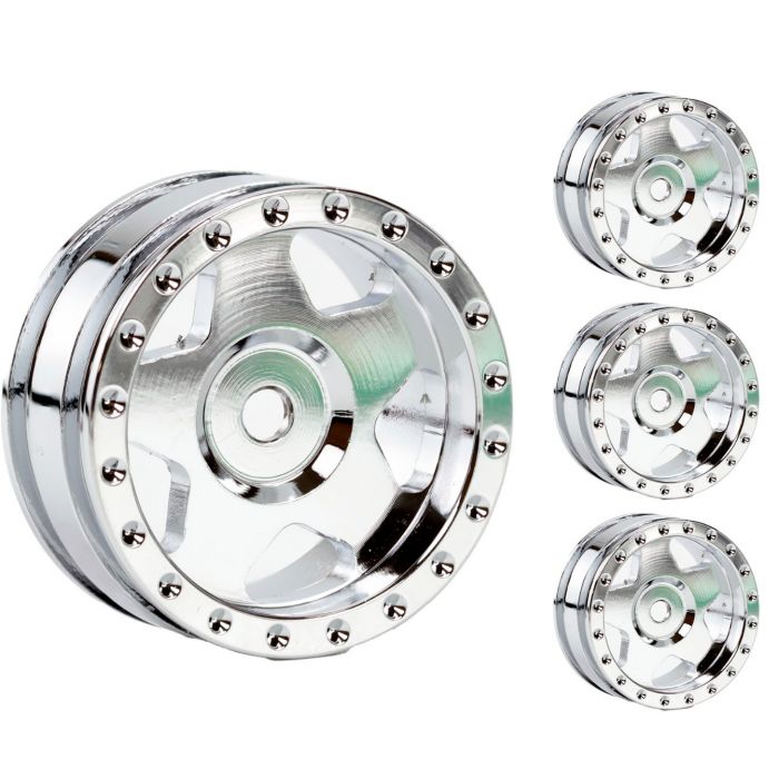 Powerhobby SCX24134 Z9 Aluminum 1.0" Rock Crawler Beadlock Wheels 4 Pack - Chrome