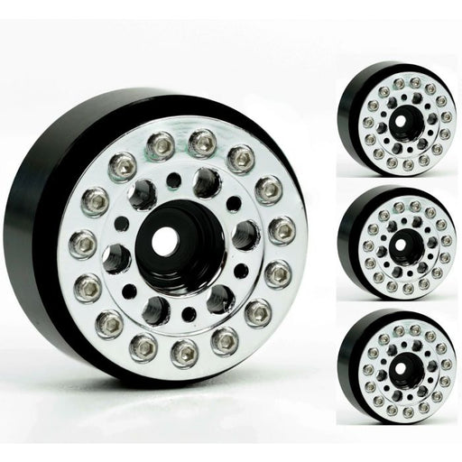 Powerhobby SCX24135 6 Hole Aluminum 1.0" Rock Crawler Beadlock Wheels 4 Pack - Chrome