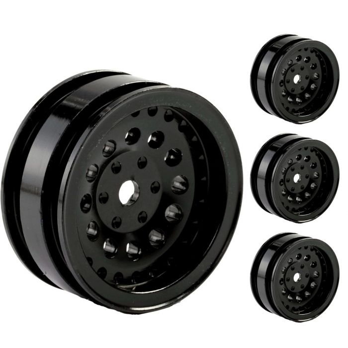 Powerhobby SCX24136 Z6 Aluminum 1.0" Rock Crawler Wheels 4 Pack - Black