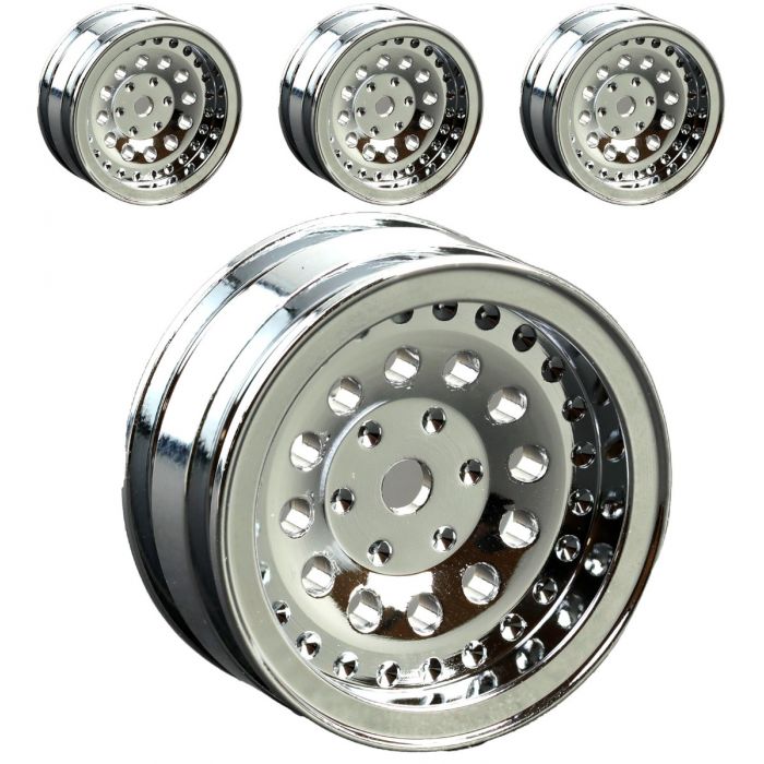 Powerhobby SCX24136 Z6 Aluminum 1.0" Rock Crawler Wheels 4 Pack - Chrome
