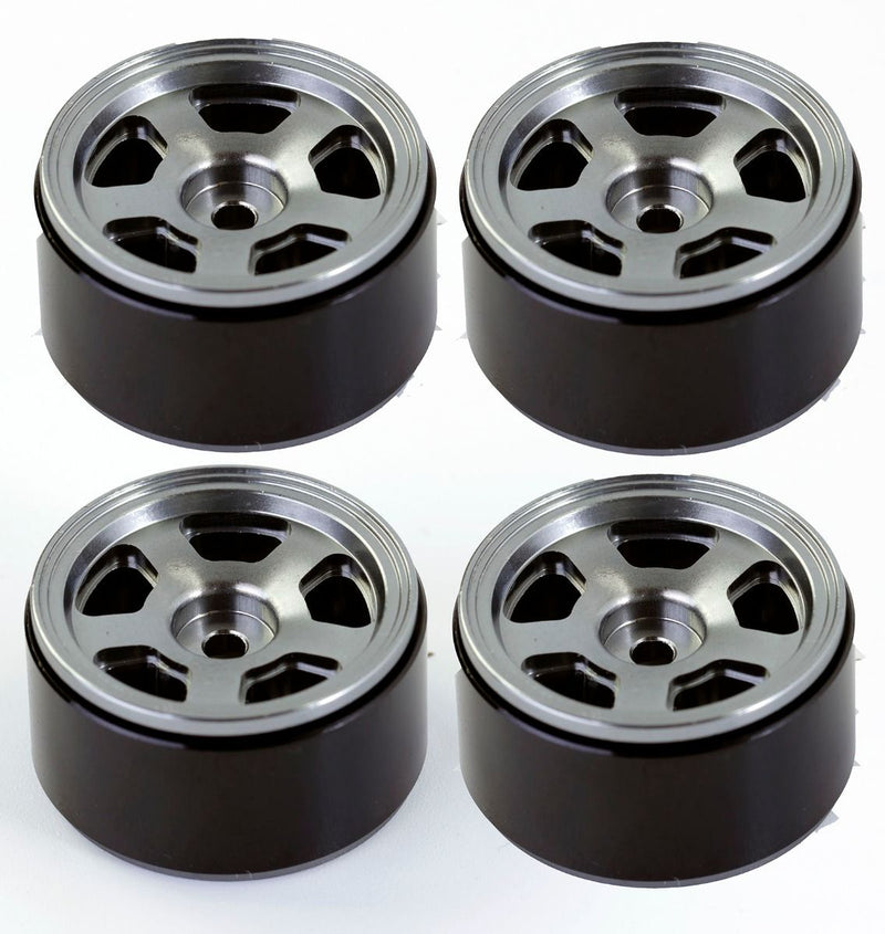 Powerhobby SCX2451 Grey Aluminum Beadlock Wheels for SCX24 4 Pack