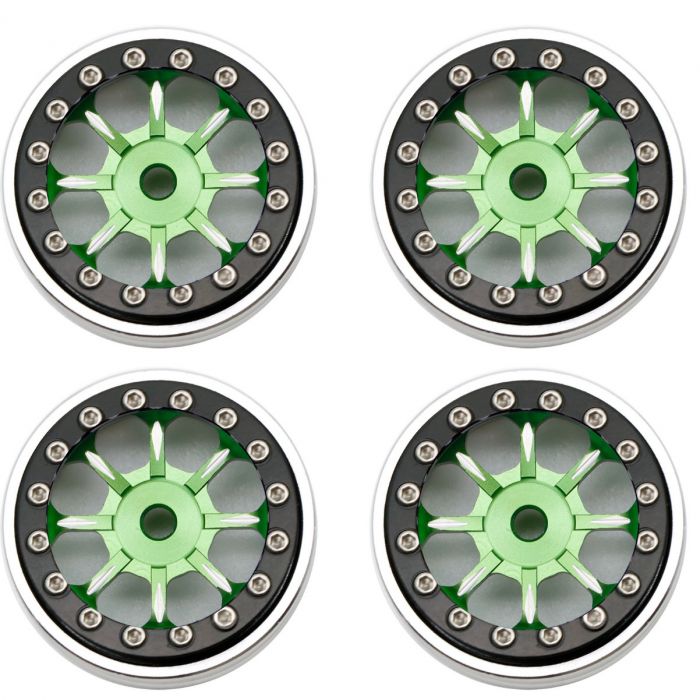 Powerhobby SCX2471 Green 1.0" Aluminum B59 Beadlock Wheels for SCX24 4 Pack