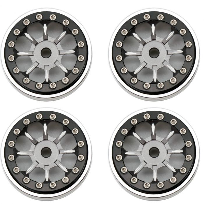 Powerhobby SCX2471 Grey 1.0" Aluminum B59 Beadlock Wheels for SCX24 4 Pack