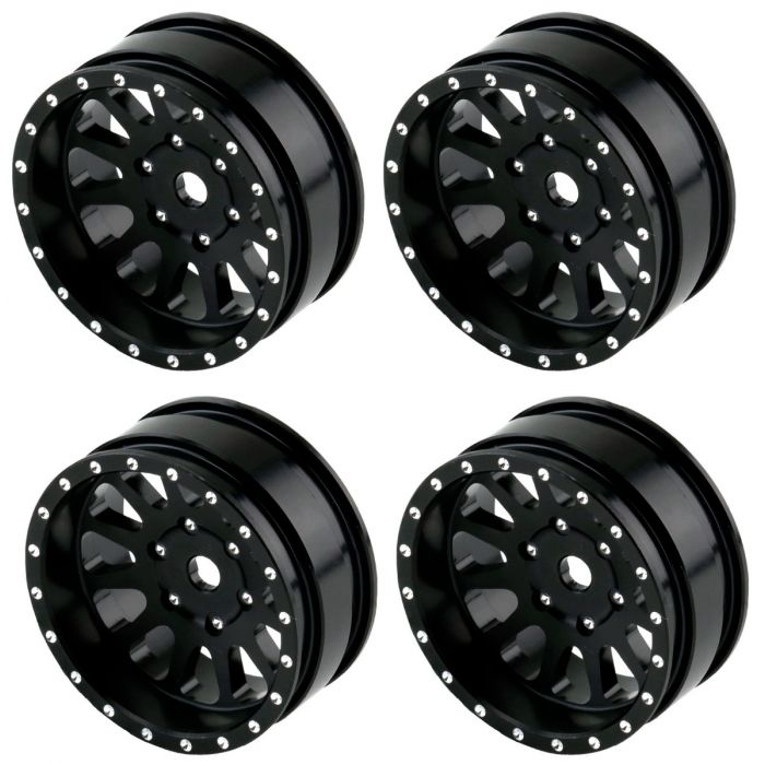 Powerhobby SCX2472 Black 1.0" Aluminum A24 Beadlock Wheels for SCX24 4 Pack
