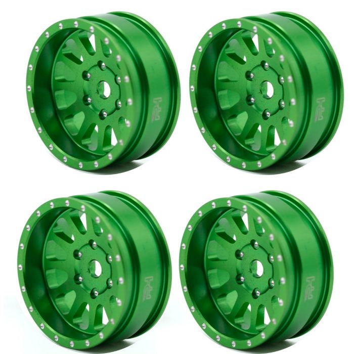 Powerhobby SCX2472 Green 1.0" Aluminum A24 Beadlock Wheels for SCX24 4 Pack