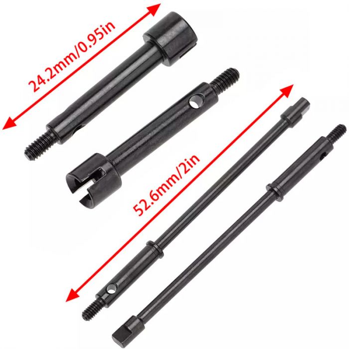 Powerhobby SCX24743 SCX24 Jeep C10 or Bronco +4mm Wide Steel Driveshaft Axles