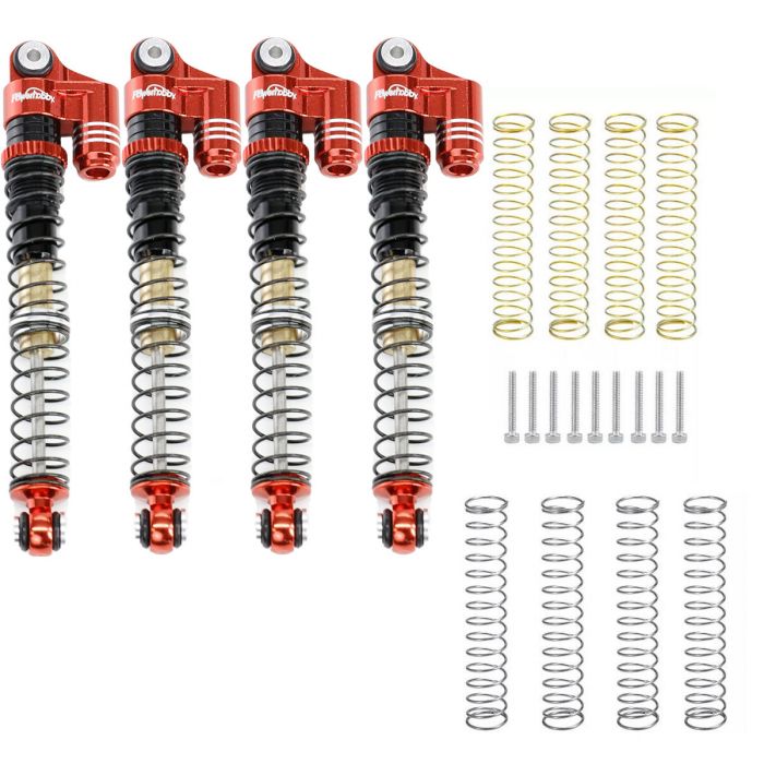Powerhobby SCX24771 Red 58mm Long Travel Shocks for SCX24 Jeep or Bronco