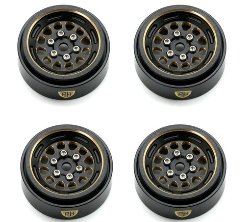 Powerhobby SCX2491 1.0" Black Brass Beadlock Rock Crawler Wheels 4 Pack