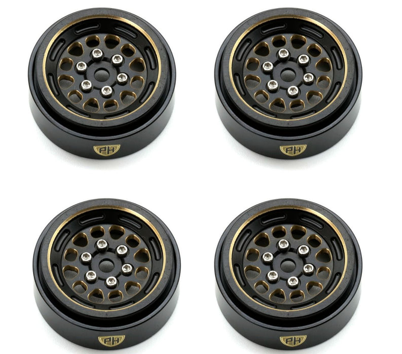 Powerhobby SCX2491 1.0" Black Brass Beadlock Rock Crawler Wheels 4 Pack