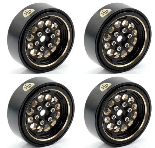 Powerhobby SCX2491 1.0" Black Brass Beadlock Rock Crawler Wheels 4 Pack