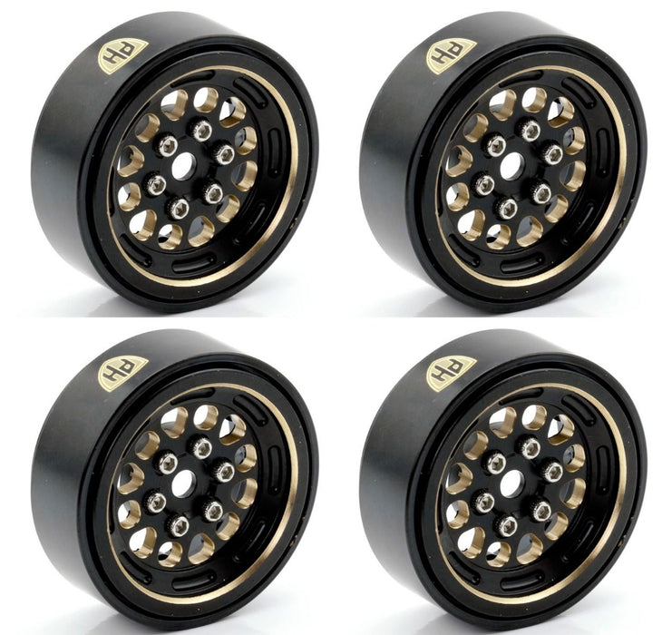 Powerhobby SCX2491 1.0" Black Brass Beadlock Rock Crawler Wheels 4 Pack
