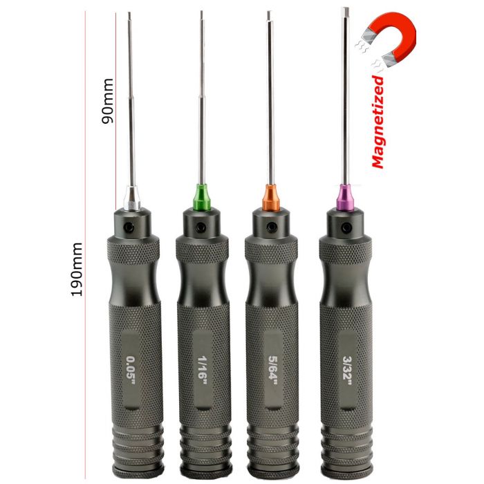 Powerhobby T009 Standard Magnetic Hex Tool Set (.05" 1/16" 5-64" 3/32")