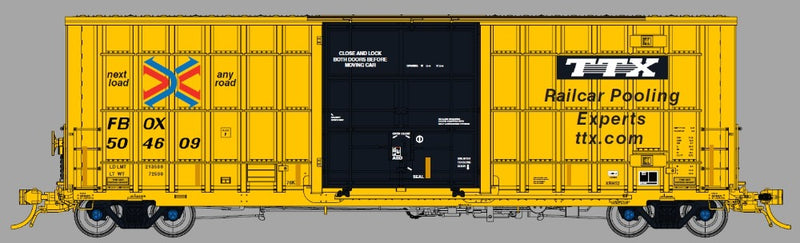 Prairie Shadows 8023A09 HO Scale 50' High Cube Boxcar TTX FBOX
