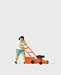 Preiser 28085 HO Scale Individual Figure - Woman Mowing the Lawn