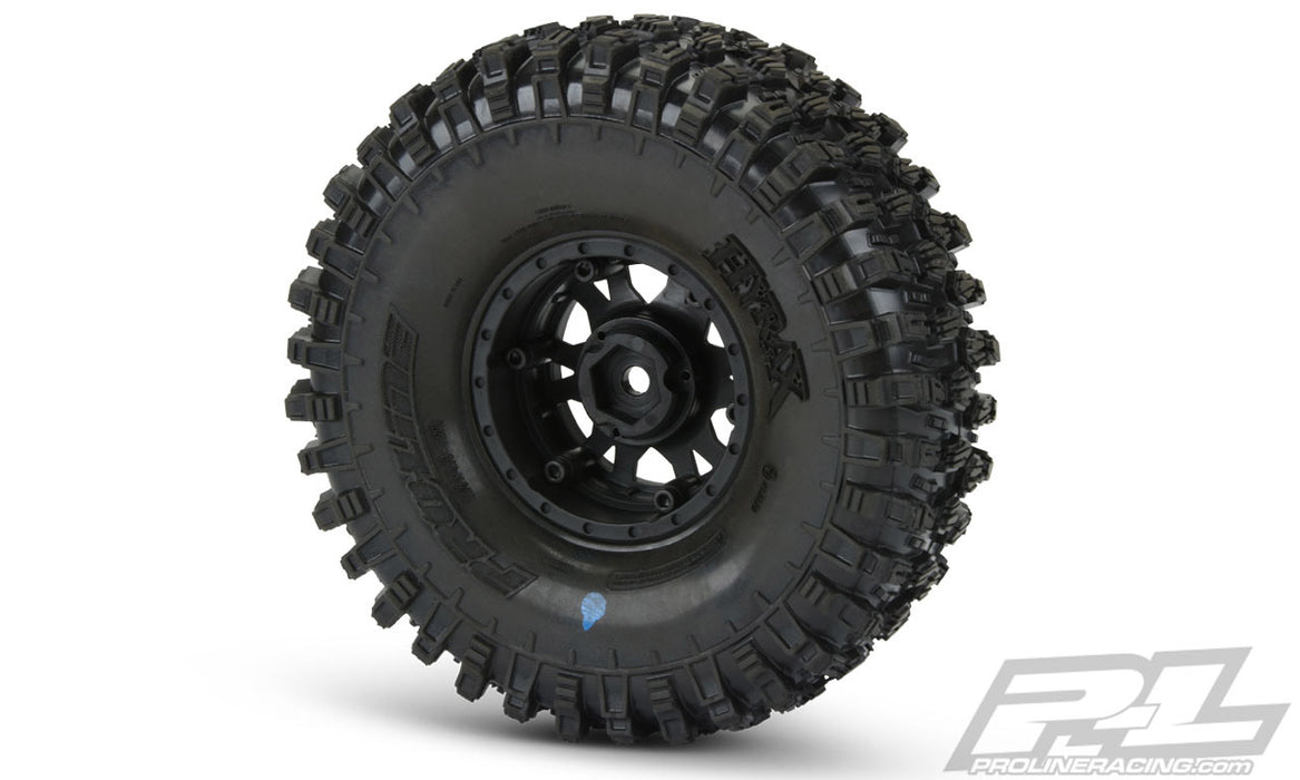 Pro-Line 10128-13 Hyrax 1.9 G8 Tires Mounted on Black and Silver Beadlock Wheels 2 Pack