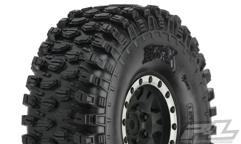 Pro-Line 10128-13 Hyrax 1.9 G8 Tires Mounted on Black and Silver Beadlock Wheels 2 Pack