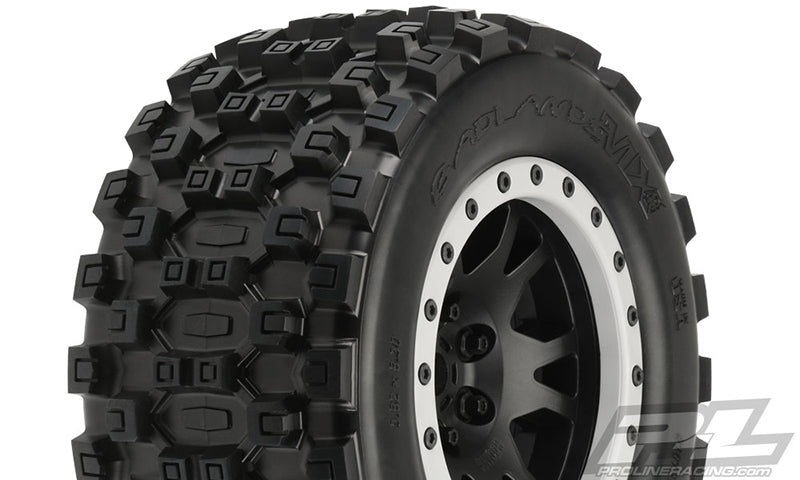 Pro-Line 10131-13 Badlands MX43 Pro-Loc All Terrain Tires Mounted on Impulse Wheels for X-Maxx