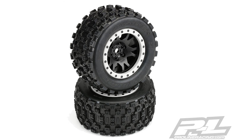 Pro-Line 10131-13 Badlands MX43 Pro-Loc All Terrain Tires Mounted on Impulse Wheels for X-Maxx