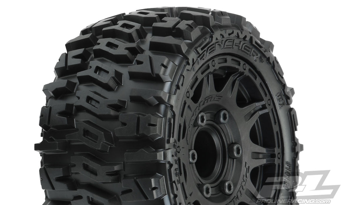 Pro-Line 10159-10 Trencher LP Tires Mounted on Black Raid Wheels for Rustler (2WD R 4x4 F/R) 1 Pair