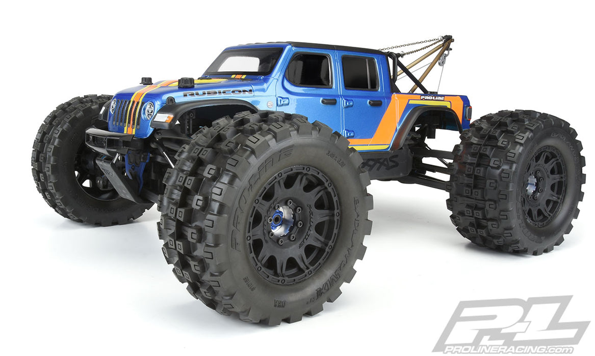 Pro-Line 10166-10 Badlands MX38 HP Belted Tires Mounted on Black Raid 3.8 17mm Hex Wheels 1 Pair