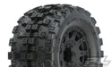 Pro-Line 10166-10 Badlands MX38 HP Belted Tires Mounted on Black Raid 3.8 17mm Hex Wheels 1 Pair