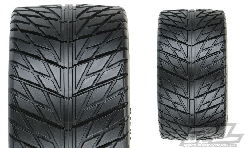 Pro-Line 10167-10 Street Fighter HP Belted Tires Mounted on Black Raid 3.8 17mm Hex Wheels 1 Pair
