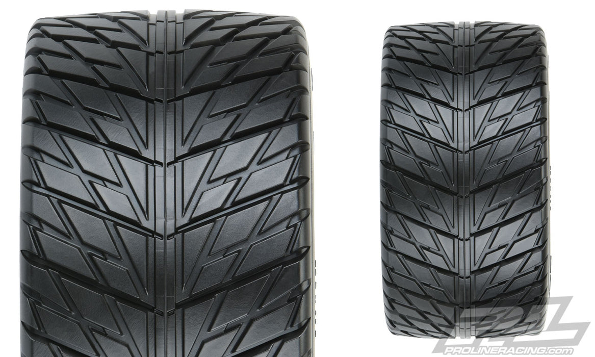 Pro-Line 10167-10 Street Fighter HP Belted Tires Mounted on Black Raid 3.8 17mm Hex Wheels 1 Pair