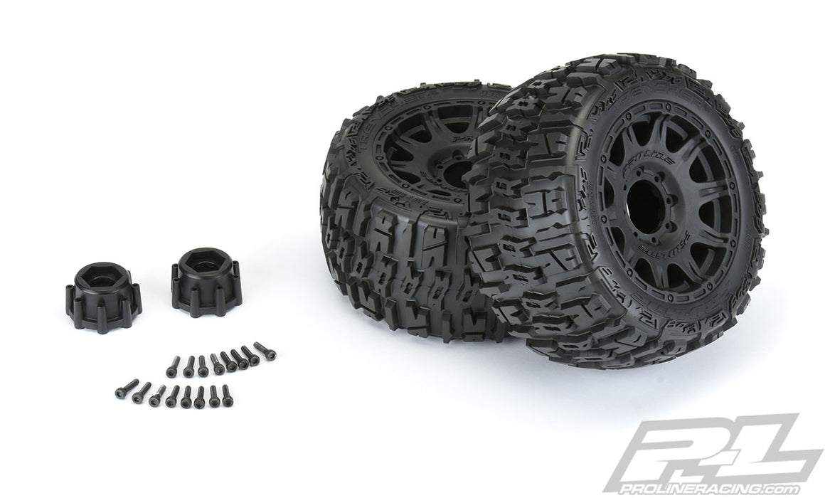 Pro-Line 10175-10 3.8 Trencher All Terrain Tires on Raid Black 17mm Hex Wheels 1 Pair