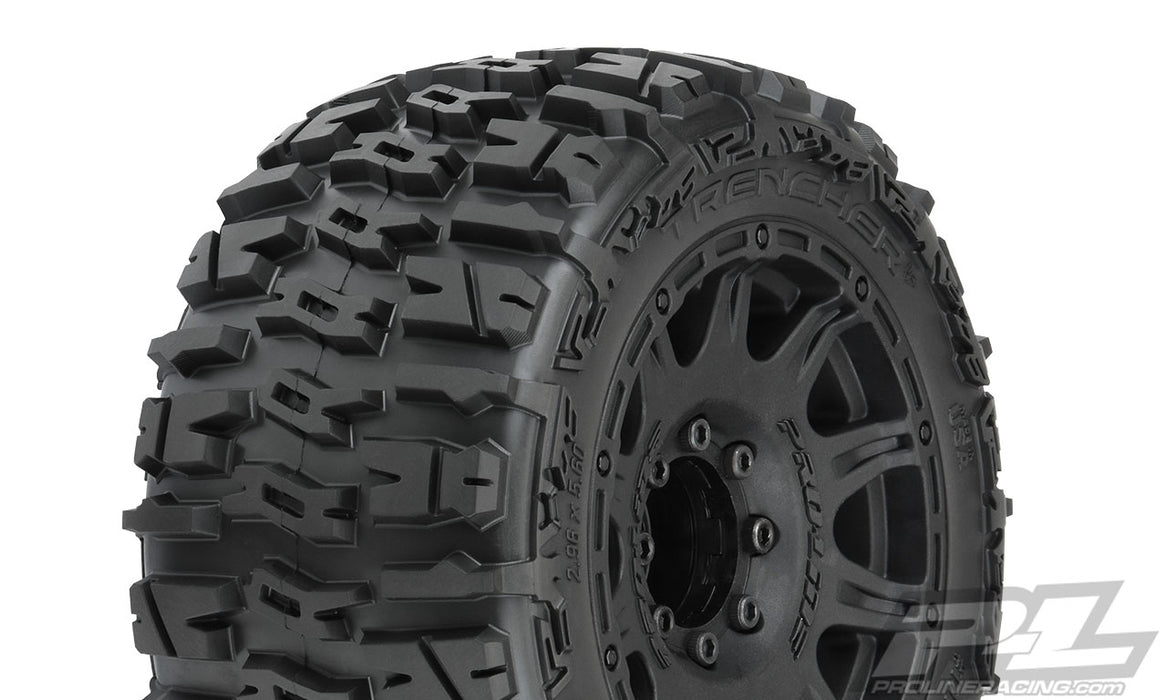 Pro-Line 10175-10 3.8 Trencher All Terrain Tires on Raid Black 17mm Hex Wheels 1 Pair