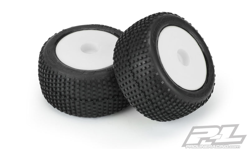 Pro-Line 10177-13 White Front or Rear Wheels with Hole Shot Tires for Mini-T 1 Pair
