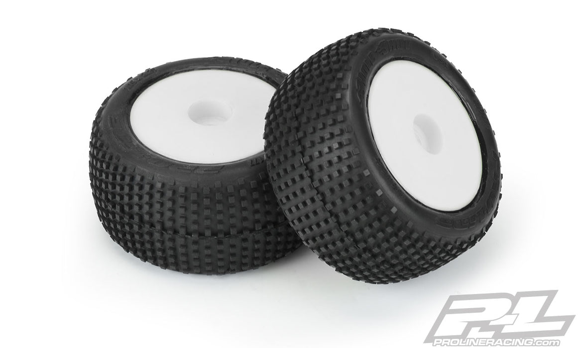 Pro-Line 10177-13 White Front or Rear Wheels with Hole Shot Tires for Mini-T 1 Pair