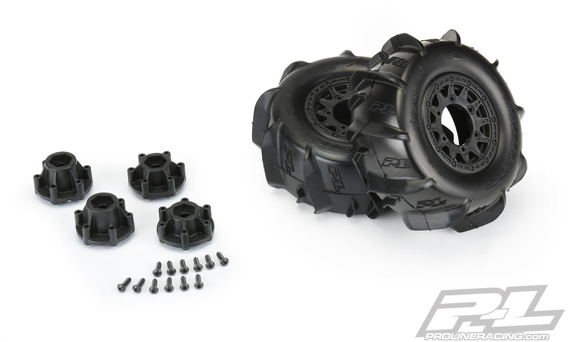 Pro-Line 10185-10 Dumont SC 2.2 / 3.0 Paddle Tires Mounted on Black Raid Wheels 2