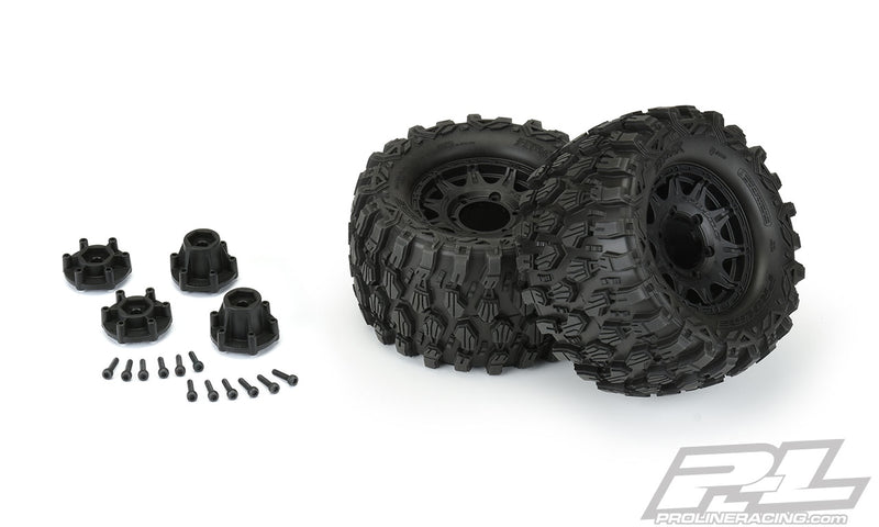 Pro-Line 10190-10 Hyrax 2.8 Tires Mounted on Raid Black Removable Hex Wheels 2 Pack